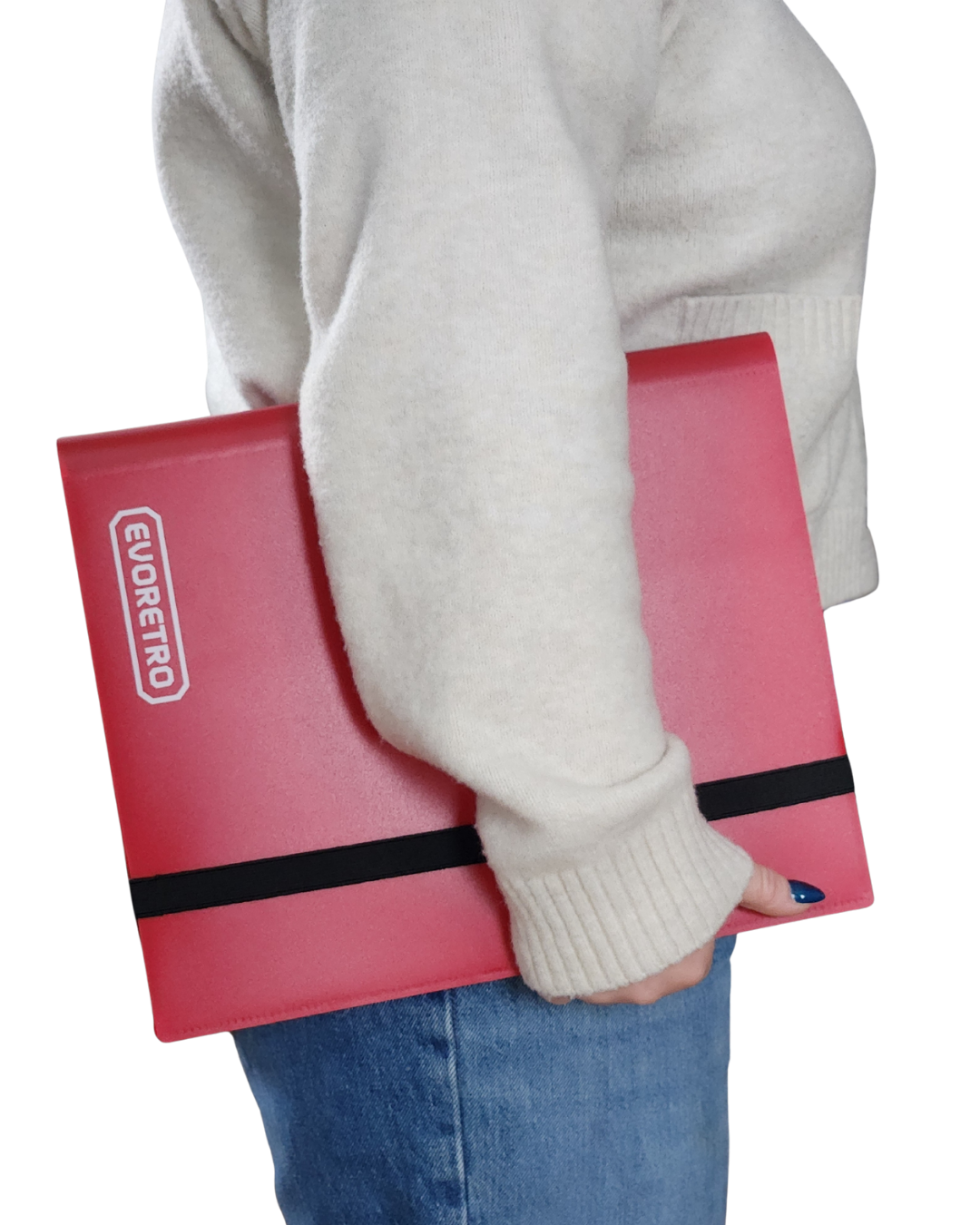 EVORETRO 9 Pocket Card Flex Portfolio | 360 Card Collector Folio Binder - Red