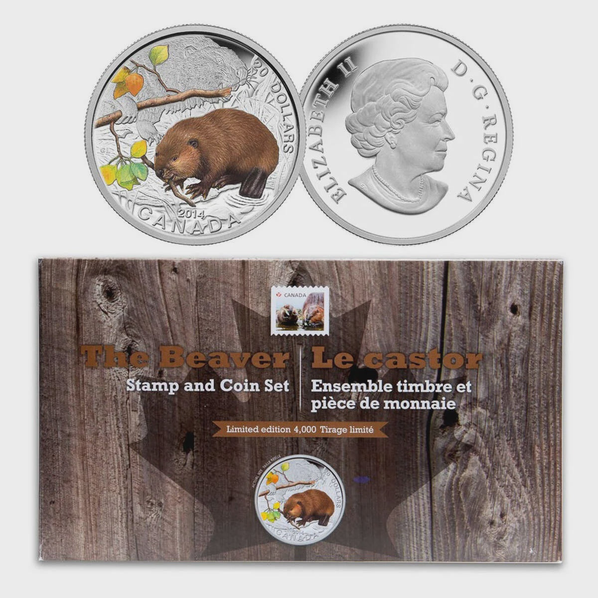 2014 $20 Baby Animals: Beaver - Pure Silver Coin and Stamp Set (244313)