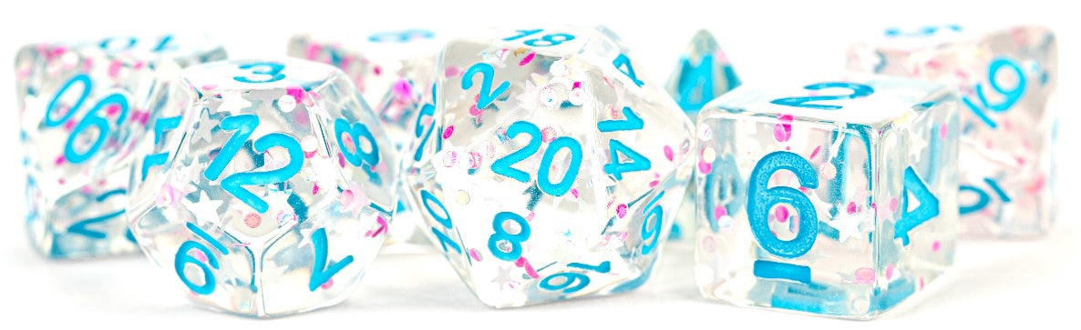 Resin 7 Dice Set Clear Confetti 16Mm