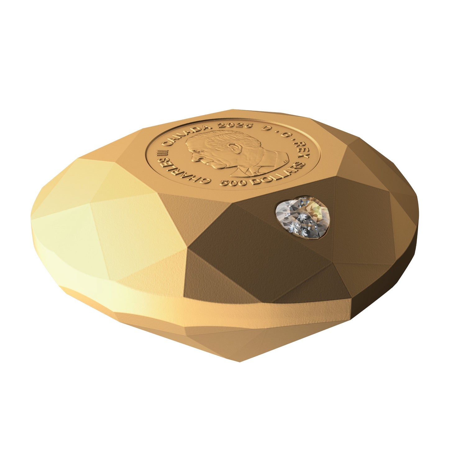 $500 Pure Gold Diamond-Shaped Coin – Heart Diamond