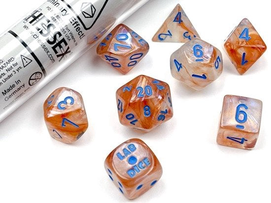 Borealis 7-Die Set Rose Gold / Light Blue Chessex Dice (CHX30045)