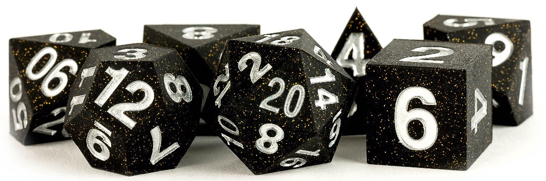 Silicone 7 Dice Set Rubber Gold Scatter 16mm