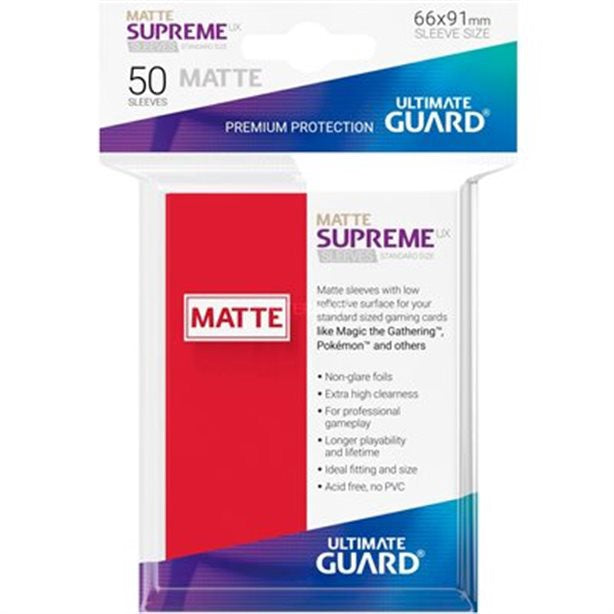 Pochettes de protection Ultimate Guard Supreme UX rouge mat, 50 unités