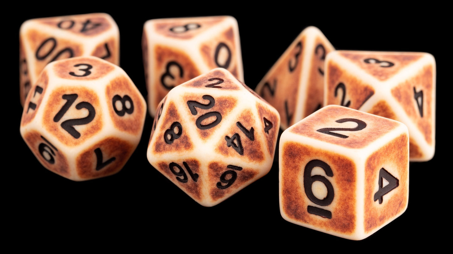 Resin 7 Dice Set Ancient Brown 16mm