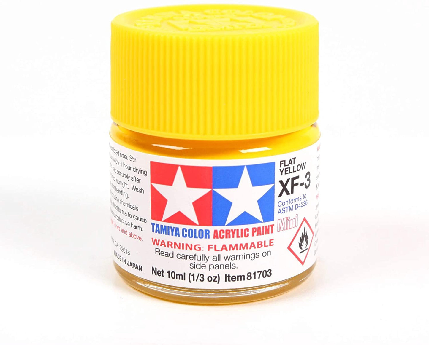 Tamiya Mini acrylique jaune plat (XF-3)