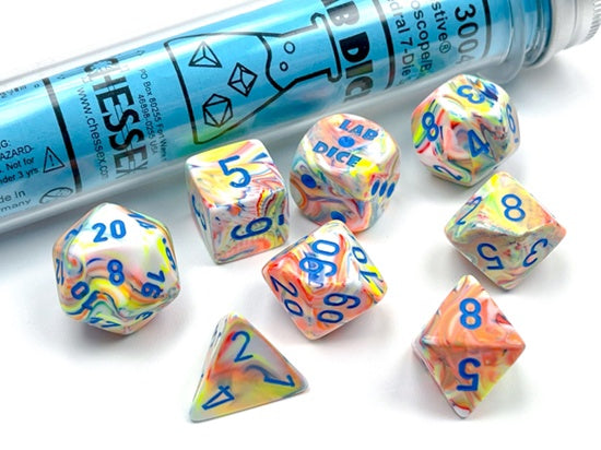 Festive 7-Die Set Kaleidoscope / Blue Chessex Dice (CHX30047)