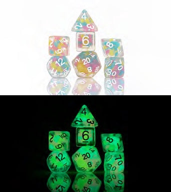 Sirius Dice Glow-in-the-dark Lucky Charm Glowworm 7-die Set