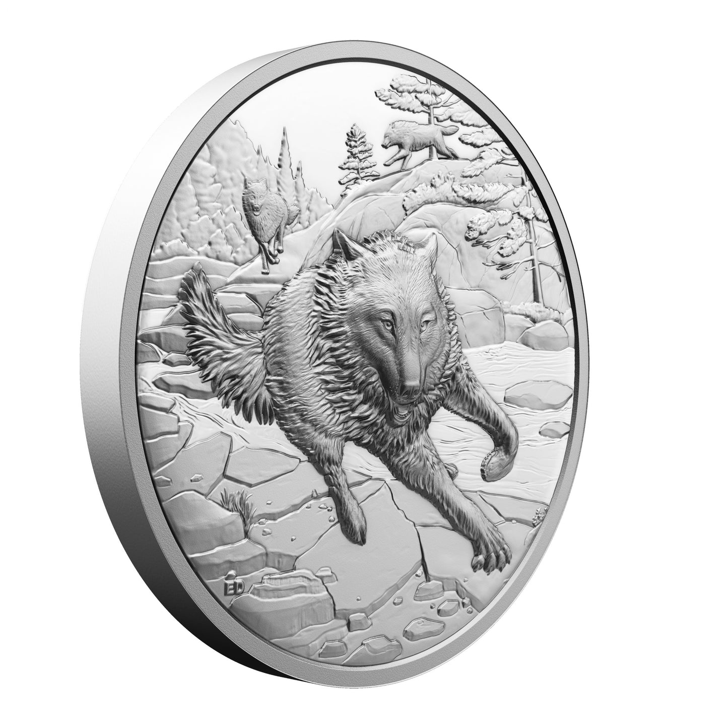 Great Hunters: Grey Wolf – 1 oz. $20 1 oz Fine Silver Ultra High Relief Coin (250386)