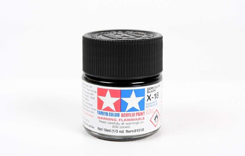 Tamiya Semi-Gloss Black Acrylic Mini (X-18)