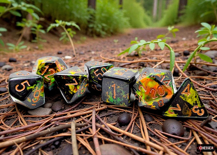 Brush 7-Die Set Polyhedral Deep Forest/gold (CHX24405)