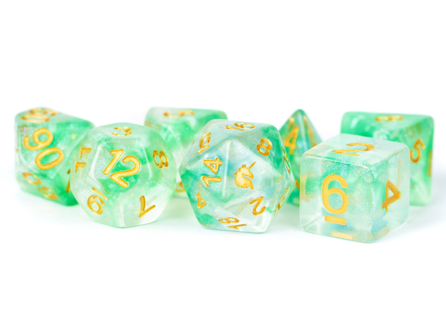 Resin 7 Dice Set Unicorn Icy Everglades 16mm