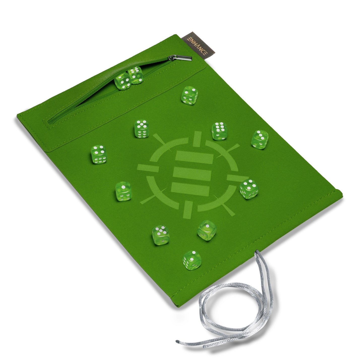 Acrylic Dice Set & Rolling Mat Green