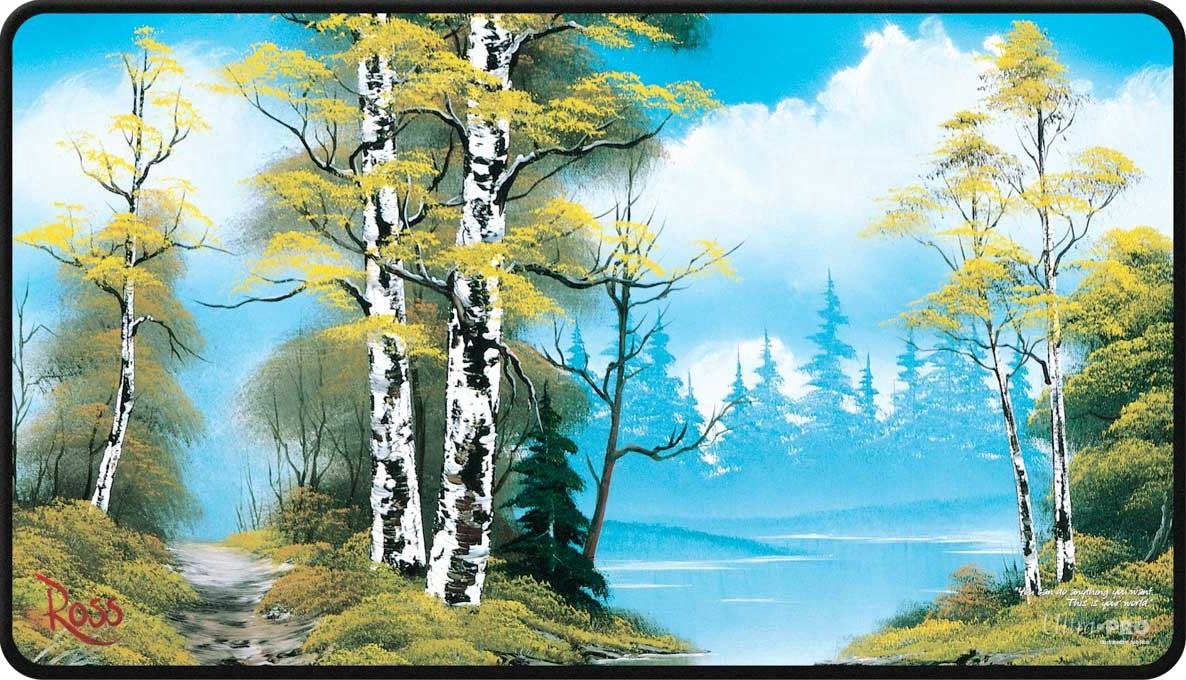Tapis de jeu Ultra Pro Bob Ross Chemin du lac Point de croix