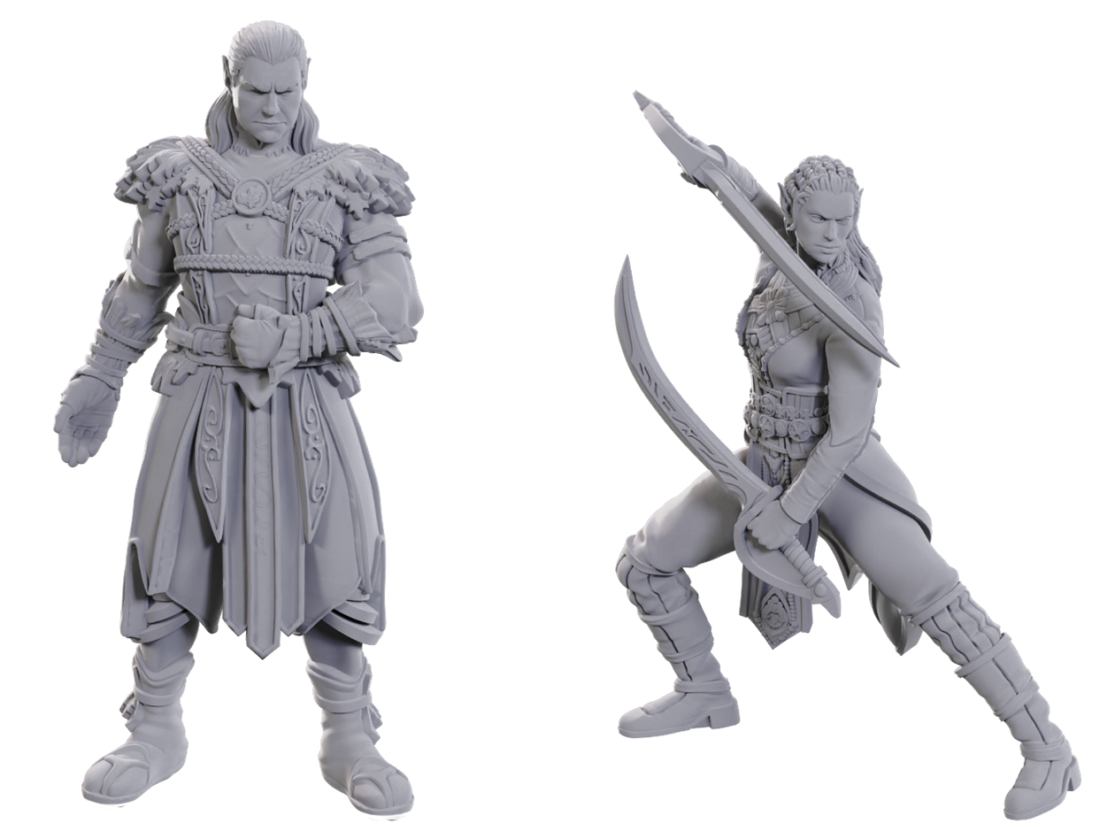 D&D Unpainted Minis Special Edition Baldur's Gate 3 JAHEIRA & HALSIN