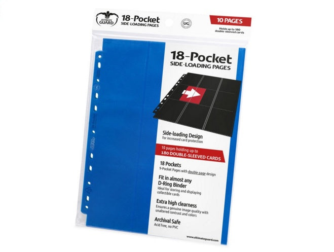 Ultimate Guard Supreme Pages à chargement latéral, 18 sachets, bleu, 10 unités