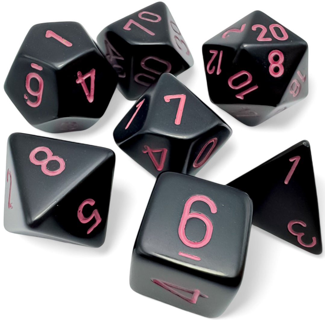 Opaque 7-Die Set Polyhedral Black/pink (CHX25448)