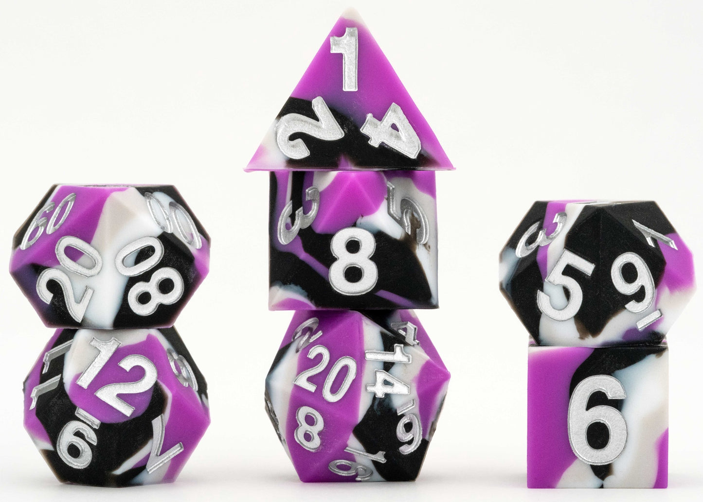Silicone 7 Dice Set Sharp Edge Pride Asexual