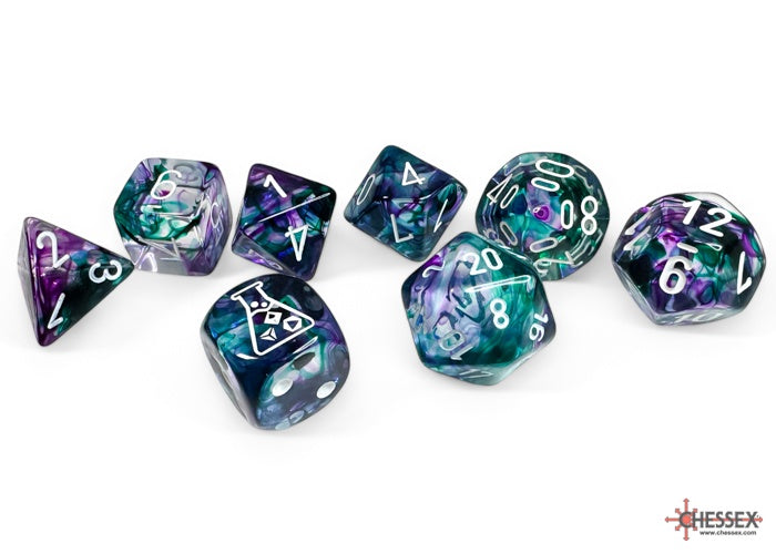 Nebula 7-die Set Polyhedral Fluorite/white