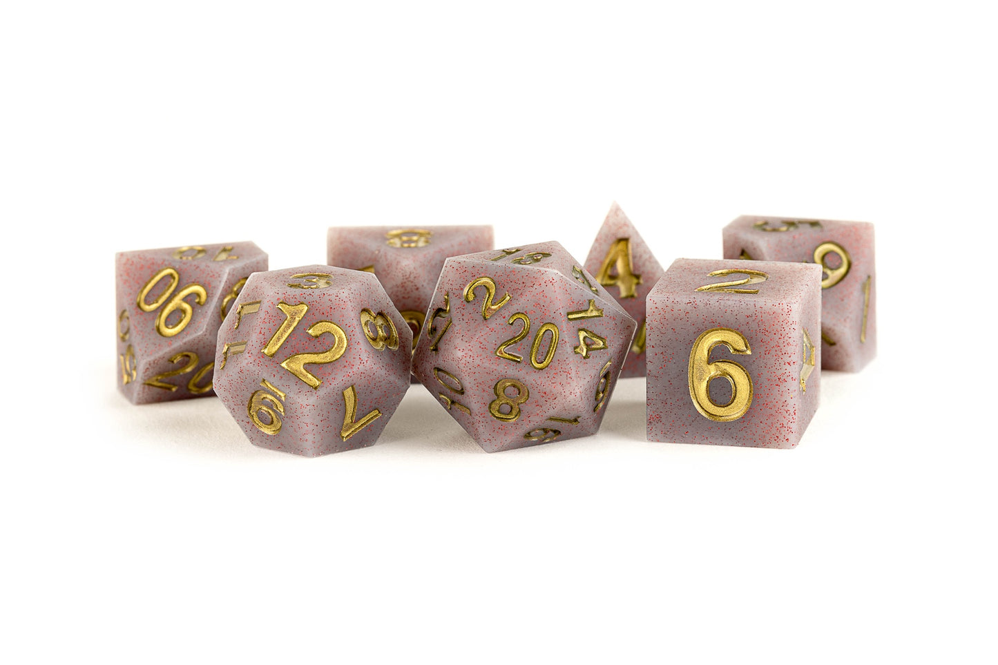 Silicone 7 Dice Set Rubber Volcanic Soot 16mm