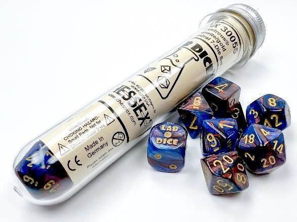 Lustrous 7-Die Set Azurite/Gold With Bonus Dice (CHX30055)