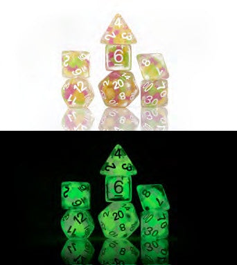 Sirius Dice Glow-in-the-dark Melon Ball Glowworm 7-die Set