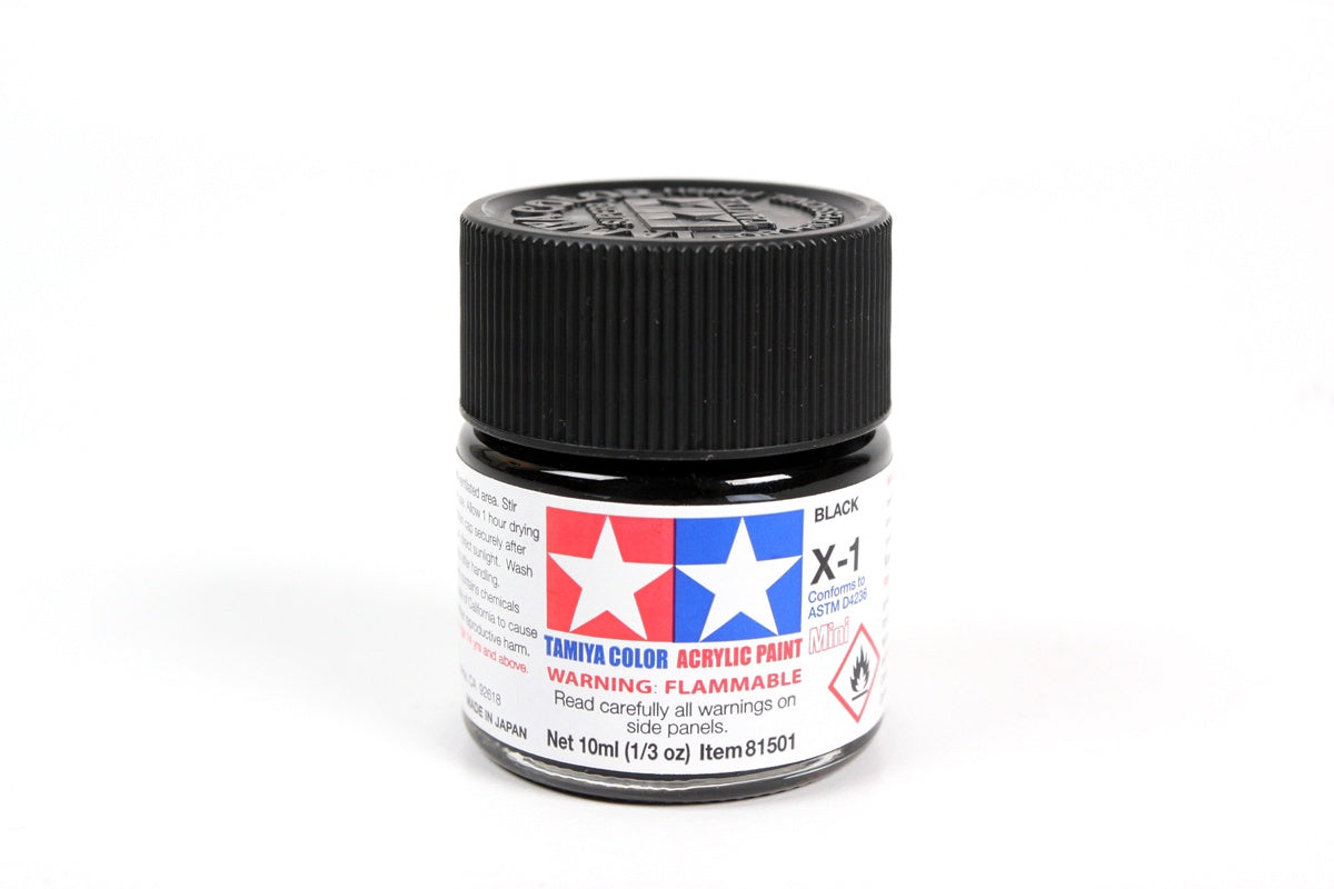 Tamiya Black Acrylic Gloss Mini (X-1)