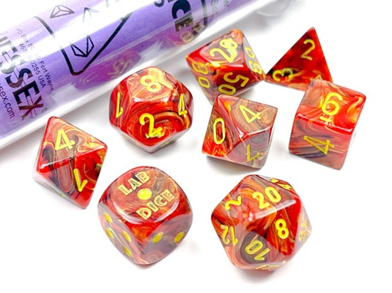 Vortex 7-Die Set Underworld/ Yellow Chessex Dice (CHX30050)