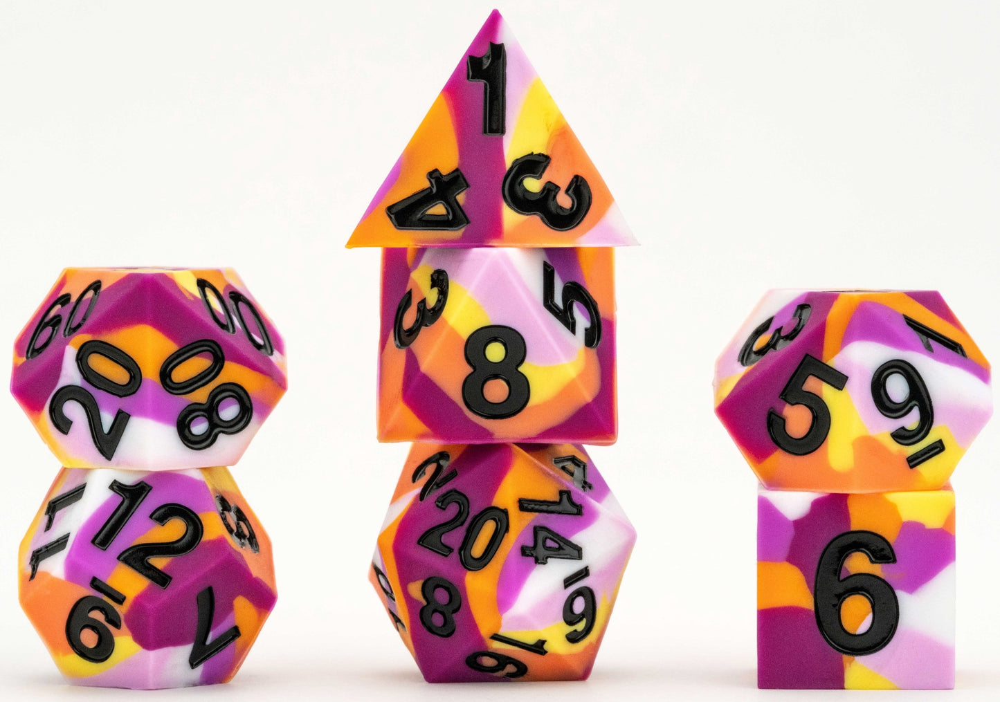 Silicone 7 Dice Set Sharp Edge Pride Lesbian