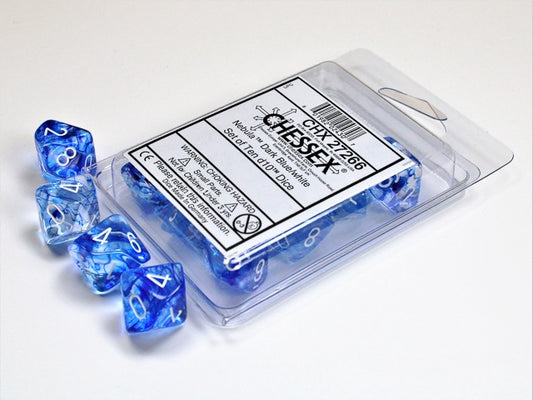Nebula 10 * D10 Dark Blue / White Chessex Dice (CHX27266)