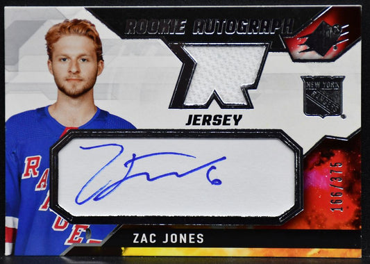 2021-22 SPx RC Auto Jersey Zac Jones ZJ New York Rangers RC Auto 166/375 Jersey 5198
