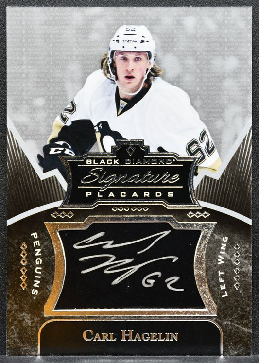 2016-17 UD Black Diamond Signature Placards Carl Hagelin Penguins Auto 7187