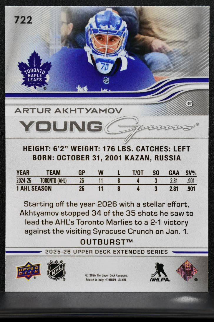 2025-26 UD Extended Series Young Guns Outburst Artur Akhtyamov RC 2935