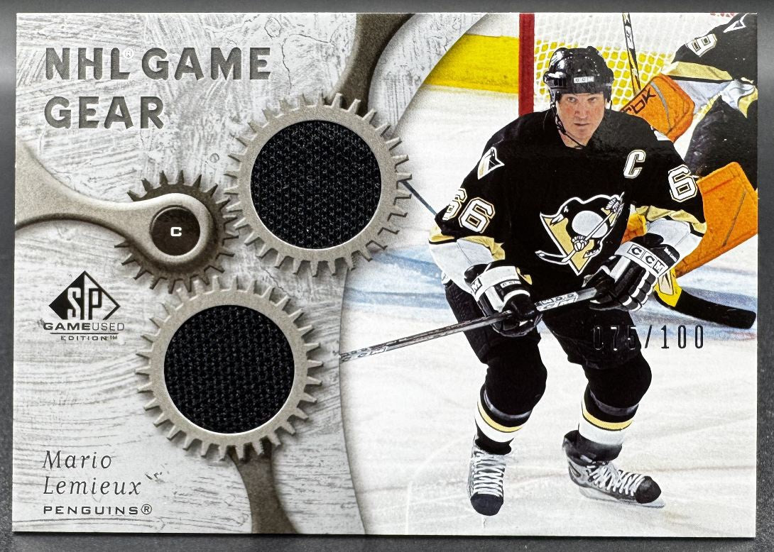 Maillot 075/100 porté en match par Mario Lemieux (GG-ML) des Penguins de Pittsburgh lors de la saison 2005-2006.