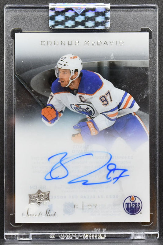 2023-24 Upper Deck Clear Cut Sweet Shot Connor McDavid SS-CM Oilers Auto 5794