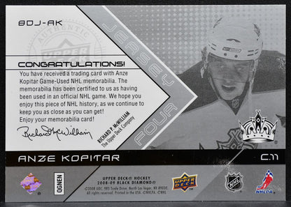 2008-09 UD Black Diamond Jerseys Four Anze Kopitar BDJ-AK Kings Jersey 5166