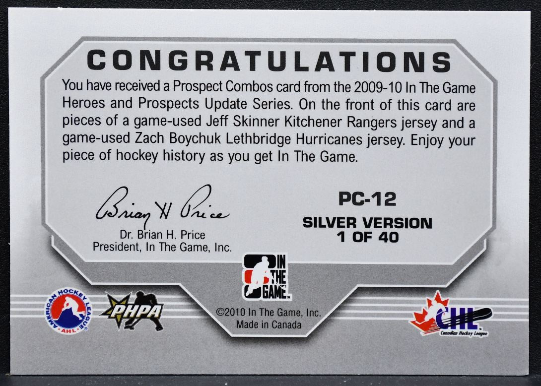 2010-11 ITG Heroes & Prospects Combos Silver Skinner/Boychuk Jersey 5178
