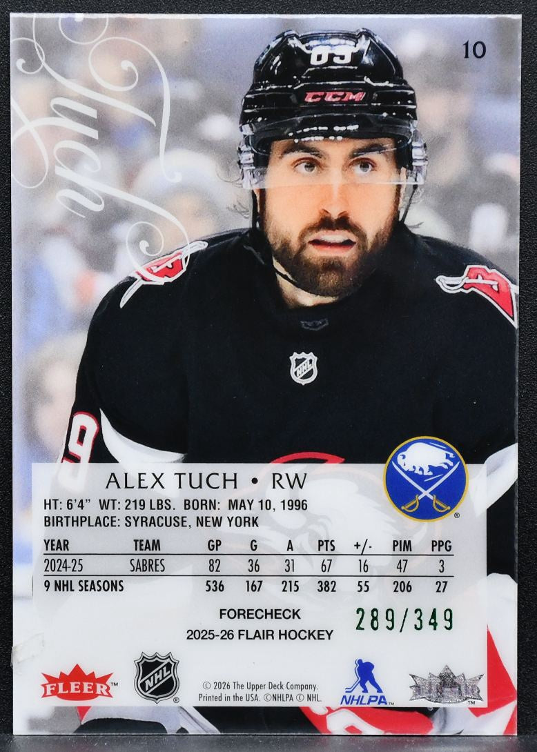 2025-26 Flair Forecheck Variant Alex Tuch 10 Buffalo Sabres 289/349 7627