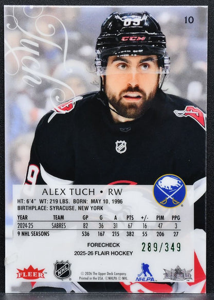 2025-26 Flair Forecheck Variant Alex Tuch 10 Buffalo Sabres 289/349 7627