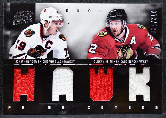 2011-12 Panini Prime Combos Dual Jerseys Keith/Toews Blackhawks Jersey 0019