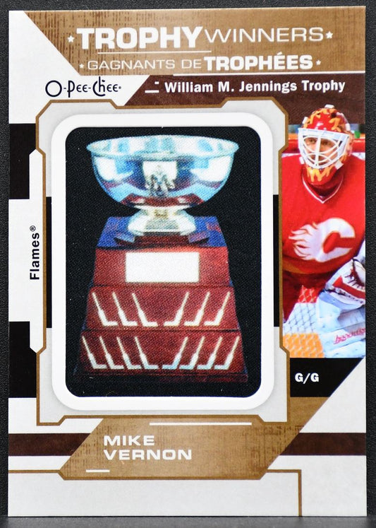 2023-24 O-Pee-Chee Trophy Winners Patch Mike Vernon P-10 Calgary Flames Patch 7413