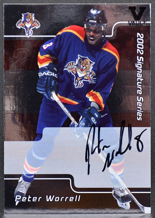 2001-02 Be a Player Series Vault Stamped Peter Worrell 061 Panthers Auto 8454