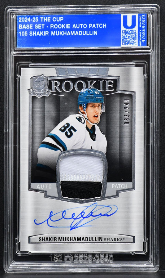 2024-25 UD The Cup Rookie Patch Auto Shakir Mukhamadullin 105  RC Auto 083/249