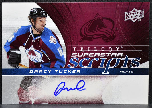 2008-09 Upper Deck Trilogy Superstar Scipts Darcy Tucker Avalanche Auto 0217
