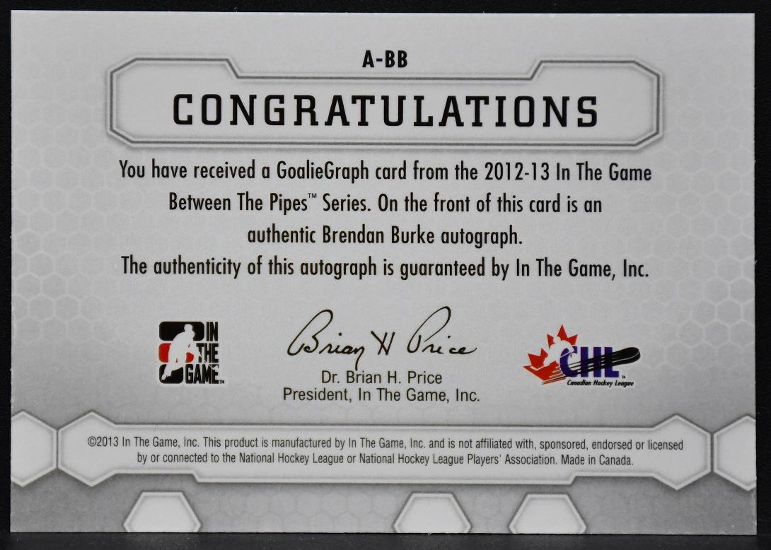 In The Game Between Pipes Authentic Goaliegraphs Burke Portland Winterhawks 4290