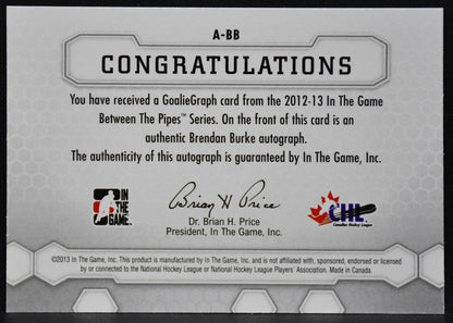 In The Game Between Pipes Authentic Goaliegraphs Burke Portland Winterhawks 4290