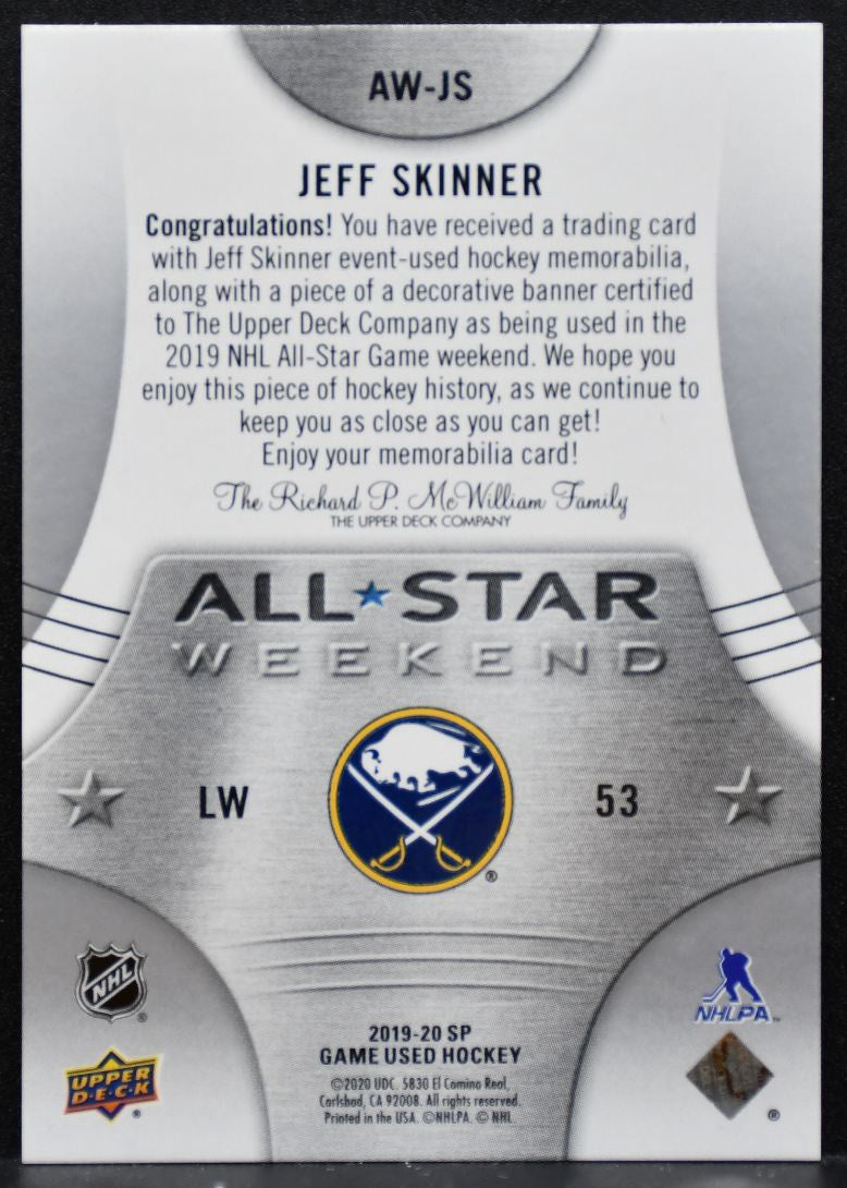 2019-20 SP Game Used 2019 NHL All-Star Weekend Banner/Jersey Skinner Jersey 8505