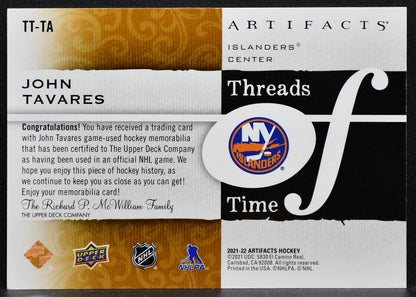 2021-22 UD Artifacts Threads of Time John Tavares TT-TA Islanders Jersey 3100