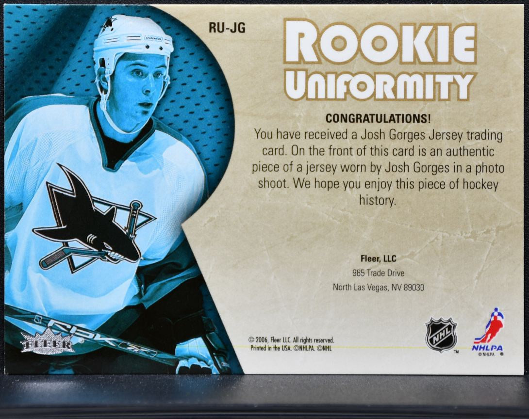 2005-06 Fleer Ultra Rookie Uniformity Jerseys Josh Gorges RU-JG RC Jersey 6294