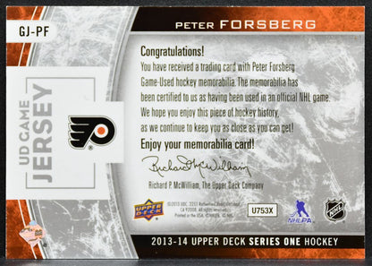 2013-14 Upper Deck UD Game Jerseys Peter Forsberg GJ-PF Flyers Jersey 6371