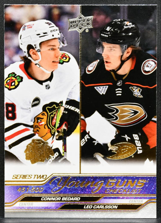 2023-24 UD S2 Young Guns Checklist Bedard / Carlsson Blackhawks / Ducks RC 9964
